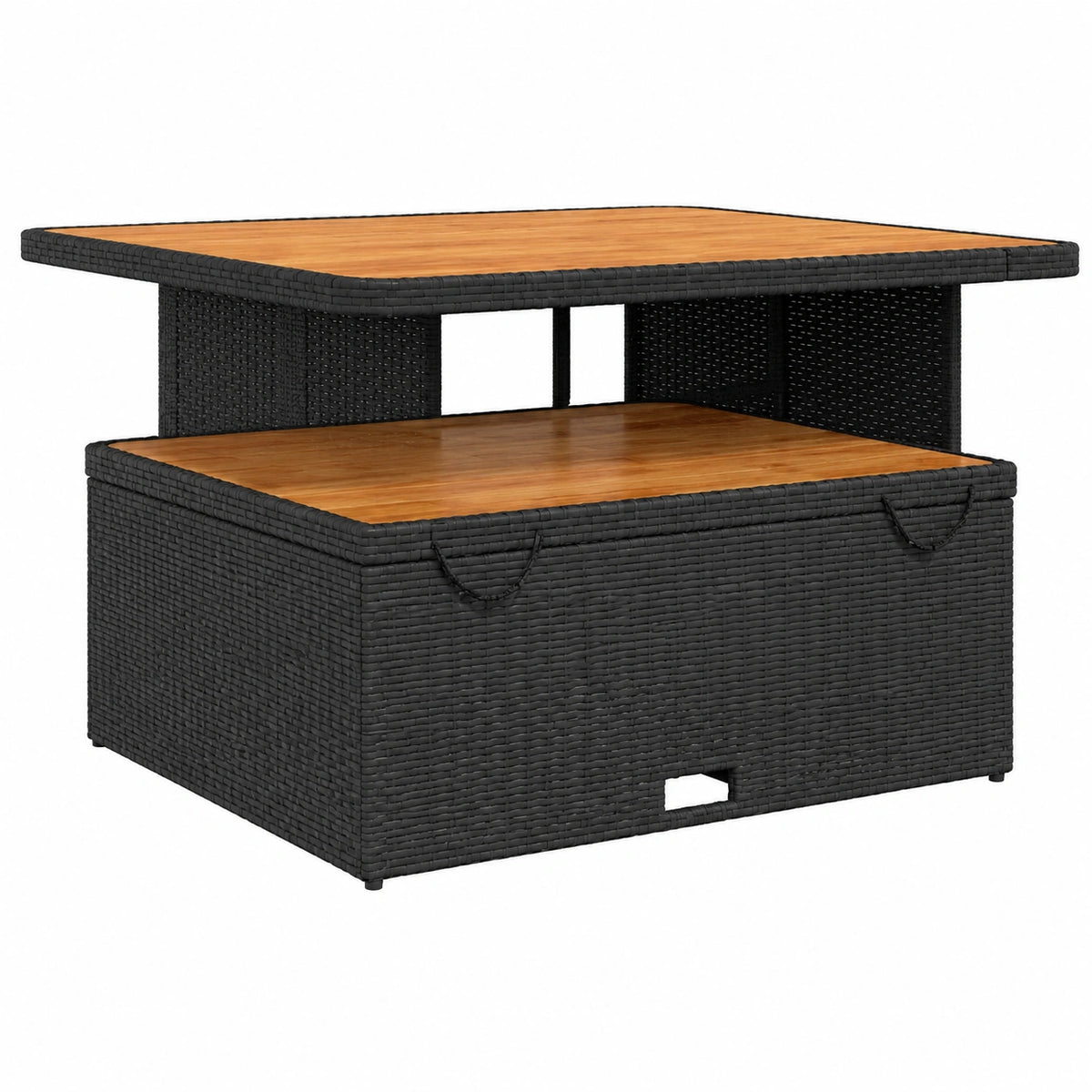 Table de jardin, en résine tressée, 110 x 110 x 71 cm, coloris noir, pour la terrasse ou le jardin