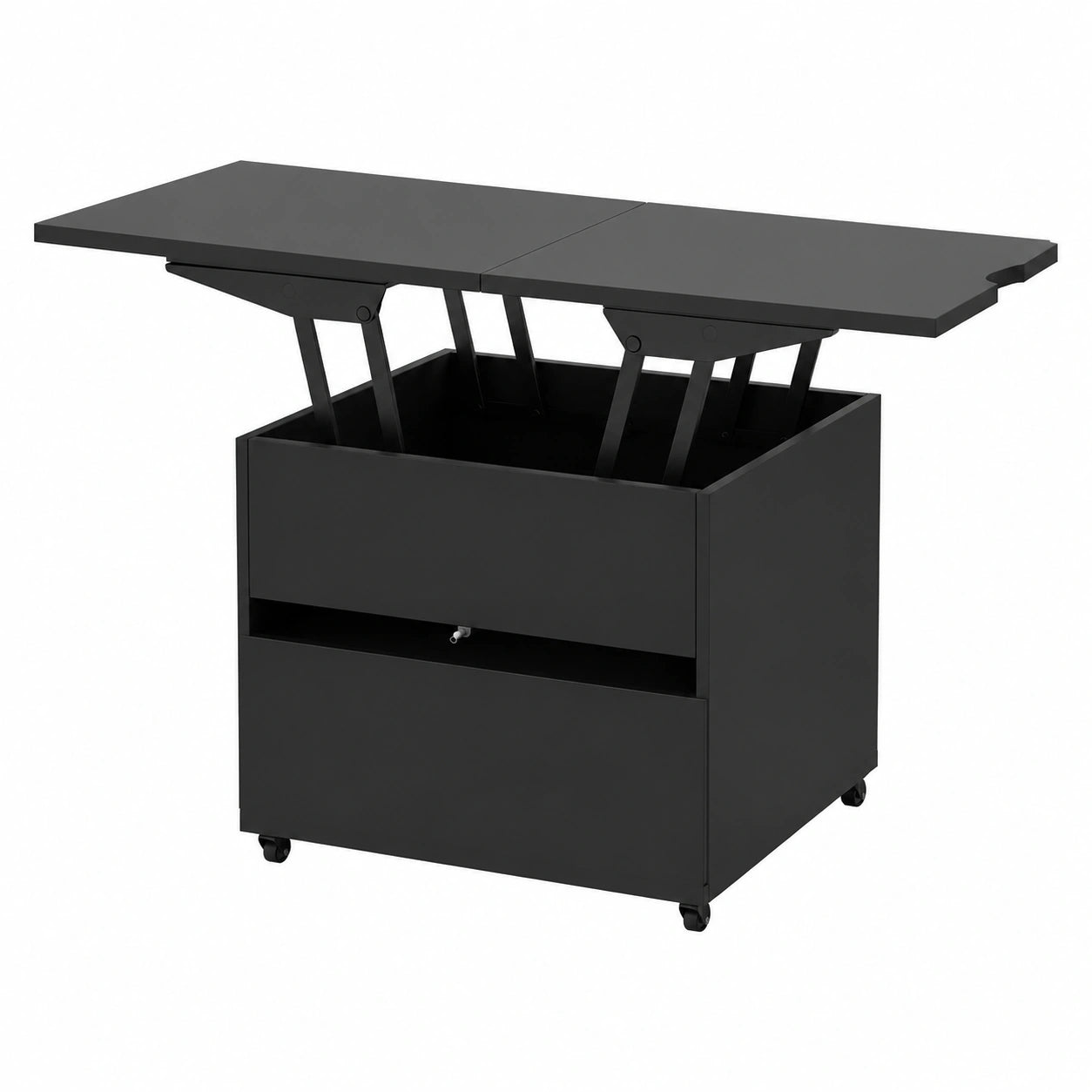 Table basse, réglable, avec rangement, avec tiroirs, coloris noir, pour le salon