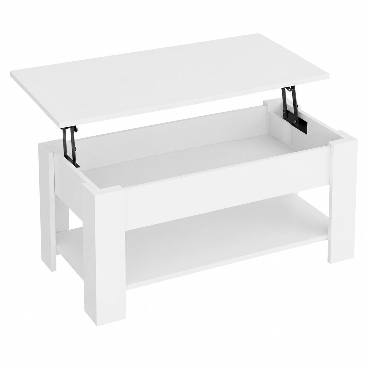 Table basse, avec rangement, coloris blanc, 100 x 40 x 41,5 cm, pour le salon