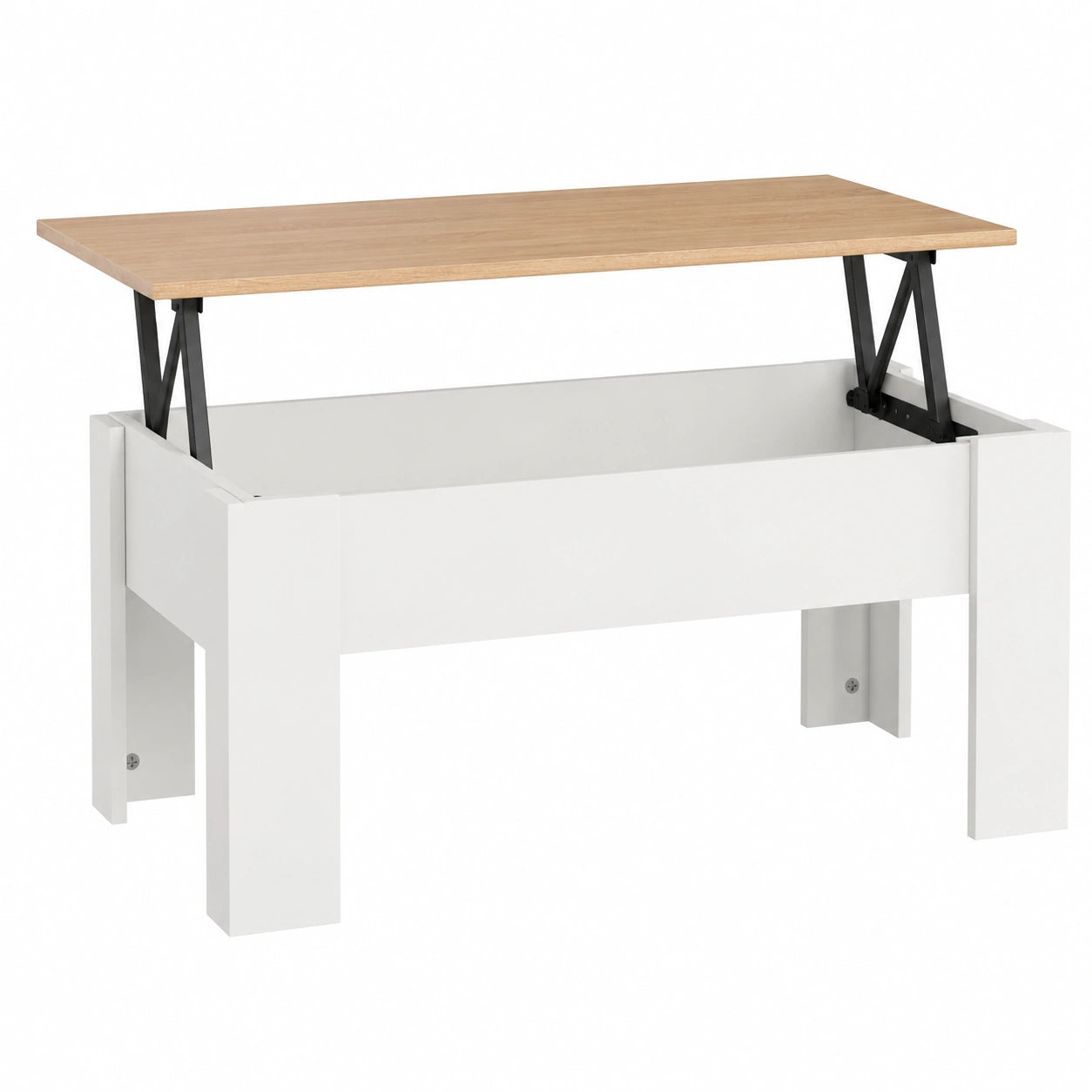 Table basse, avec rangement, coloris blanc, 100 x 50 x 45 cm, pour le salon