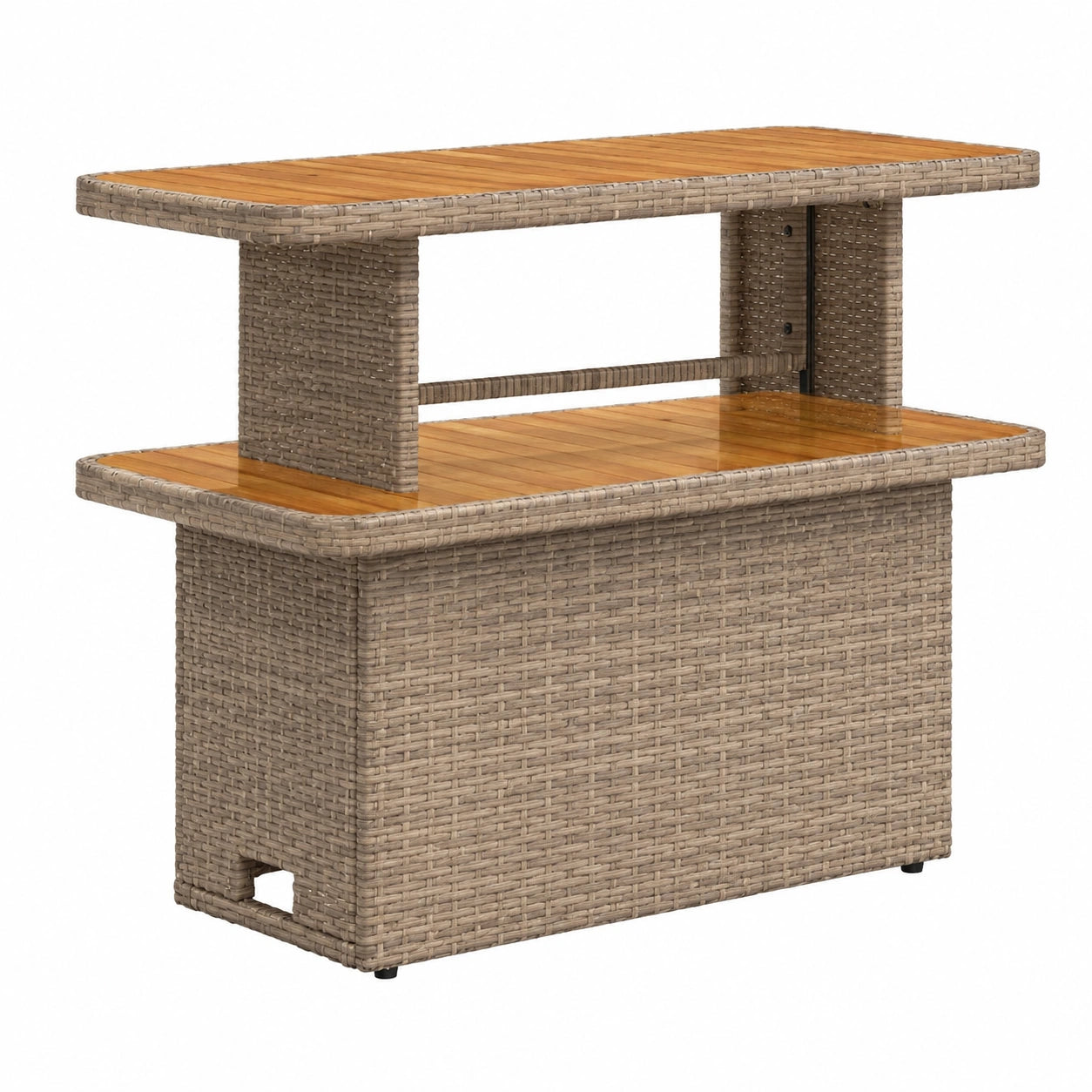Table de jardin, en résine tressée, coloris beige, 90 x 55 x 71 cm, pour la terrasse ou le jardin