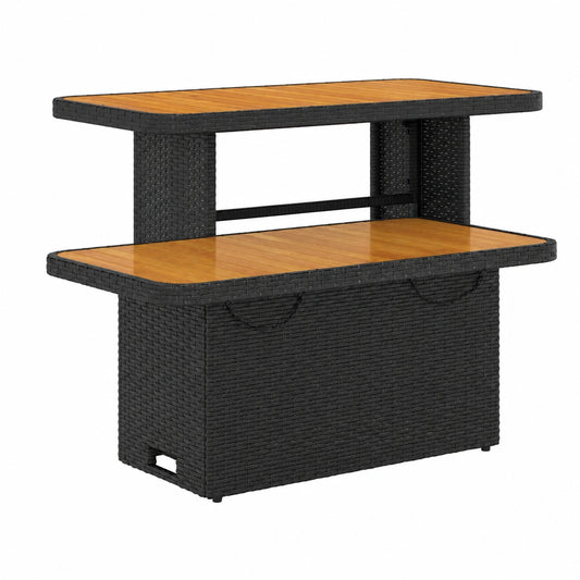 Table de jardin, en résine tressée, coloris noir, 90 x 55 x 71 cm, pour la terrasse ou le jardin