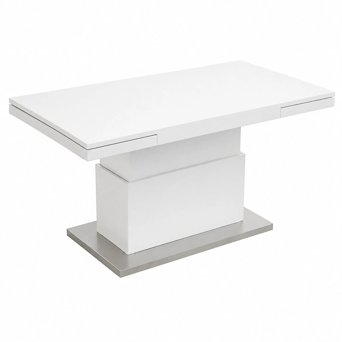 Table, extensible, en panneaux de bois, coloris blanc, pour les espaces de vie