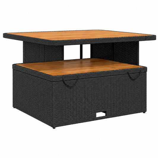 Table de jardin, en résine tressée, 110 x 110 x 71 cm, coloris noir, pour la terrasse ou le jardin