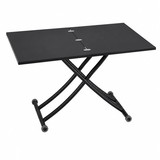 Table basse, extensible, avec rangement, coloris noir, pour le salon