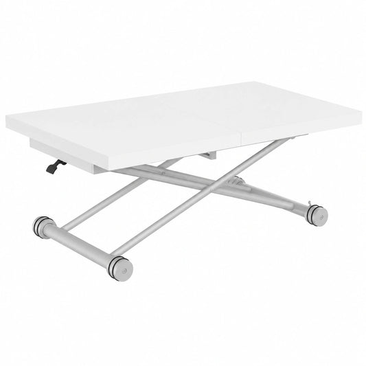 Table à manger, extensible, coloris blanc et gris, pour la salle à manger