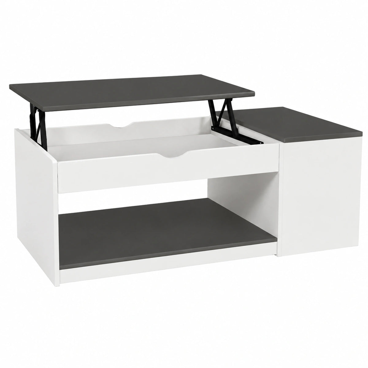 Coffre de rangement extérieur, coloris blanc et gris, pour la terrasse ou le jardin
