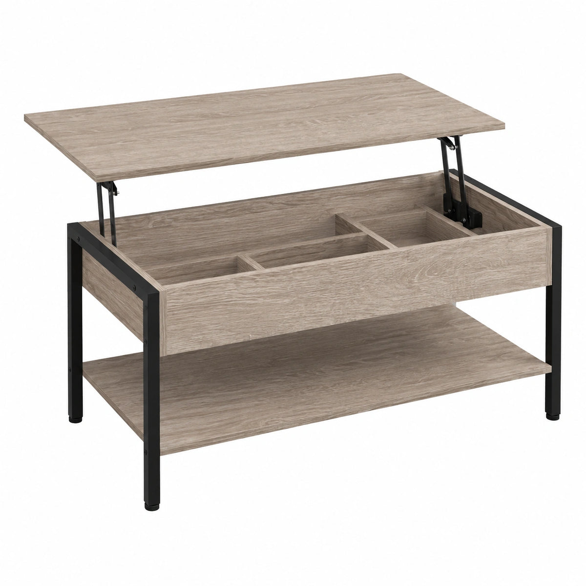 Table basse, avec rangement, en panneaux de bois, 104,5 x 49,5 x 47 cm, coloris gris, pour le salon