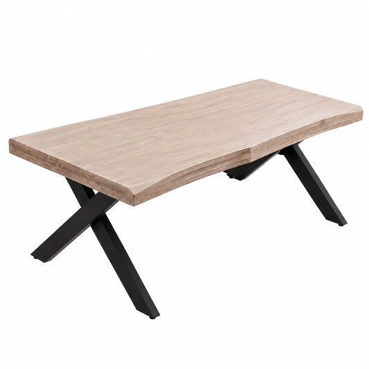 Table basse, en chêne et métal, coloris noir, pour le salon
