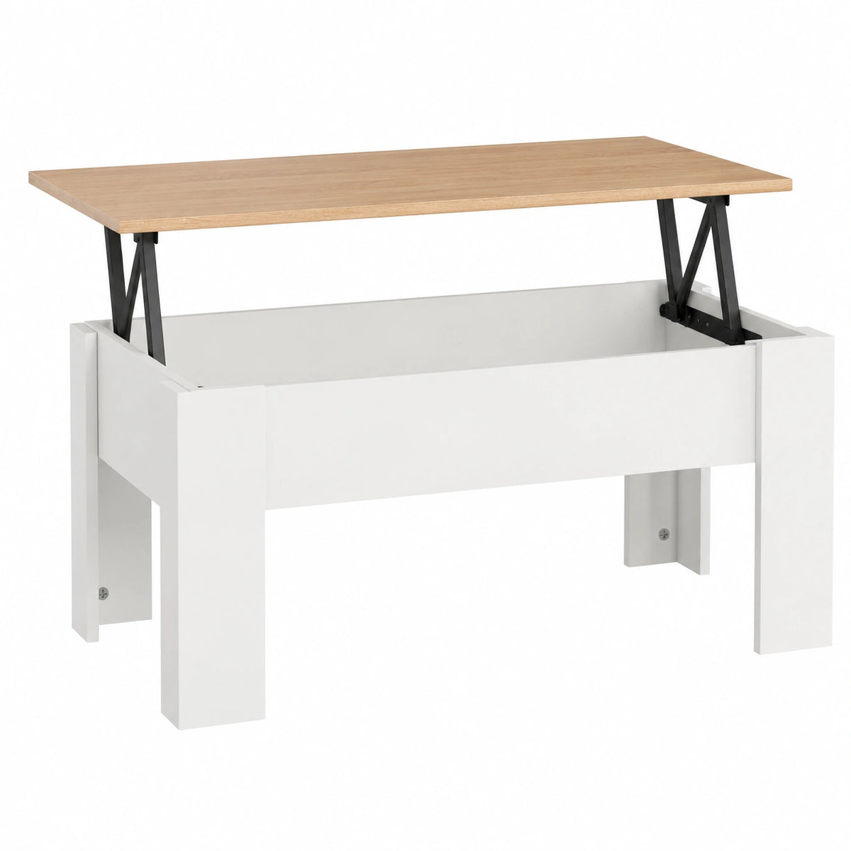 Table basse, avec rangement, coloris blanc, 100 x 50 x 45 cm, pour le salon
