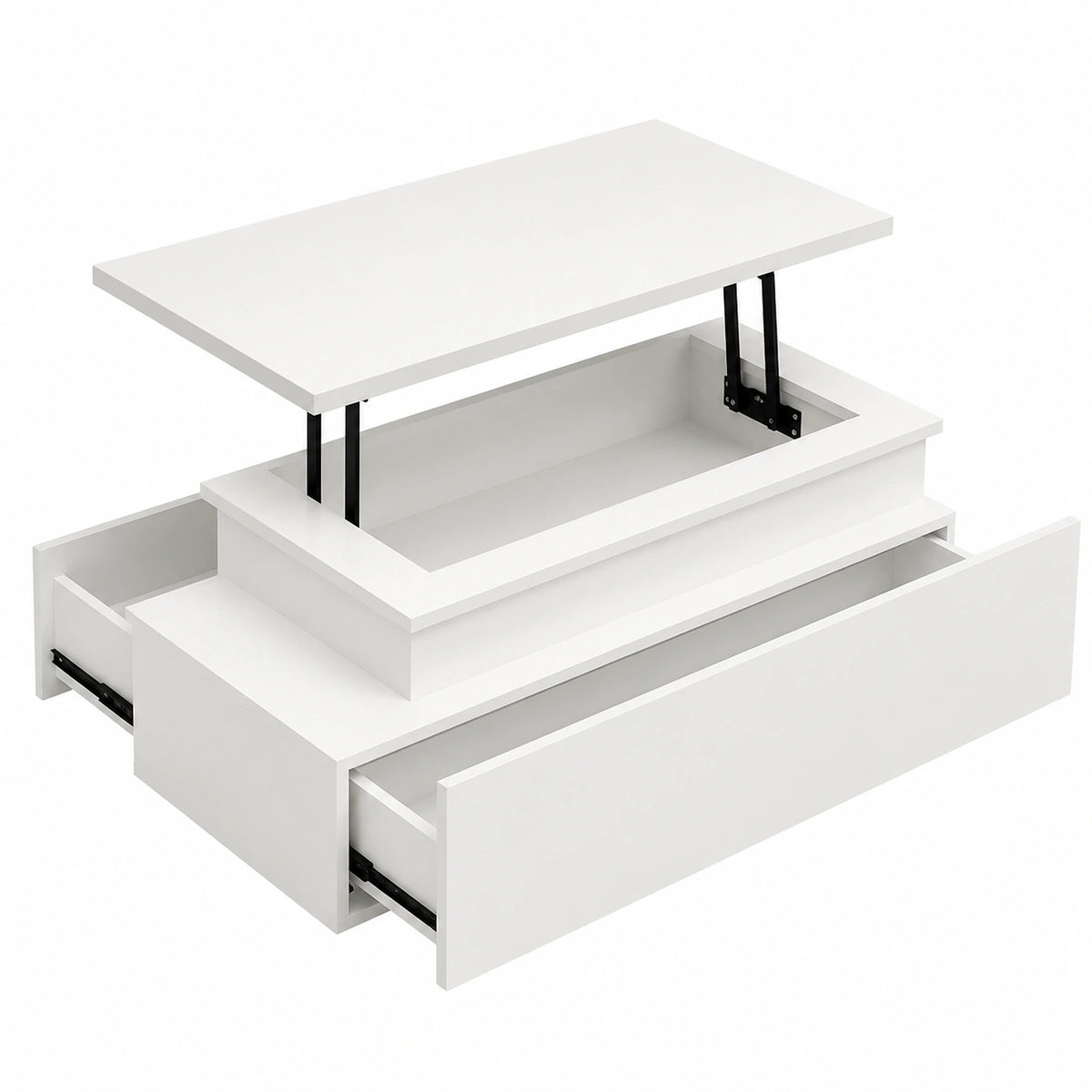 Table basse, avec tiroirs, coloris blanc, pour le salon