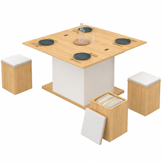 Table à manger, convertible, coloris blanc, pour la salle à manger