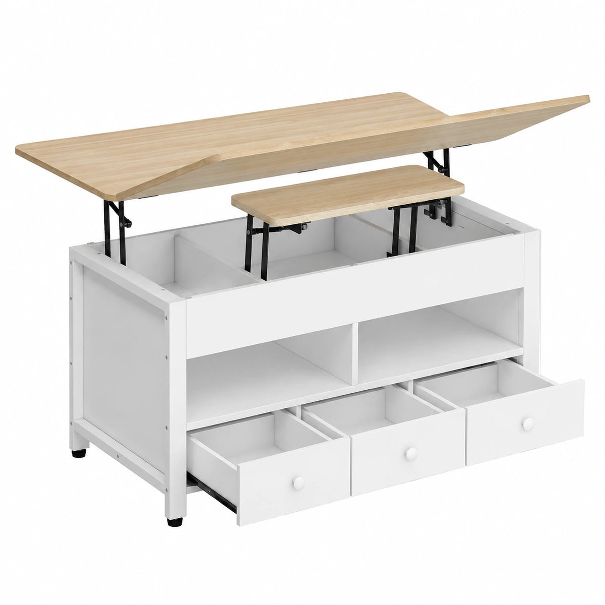 Table basse, en chêne, coloris blanc, pour le salon