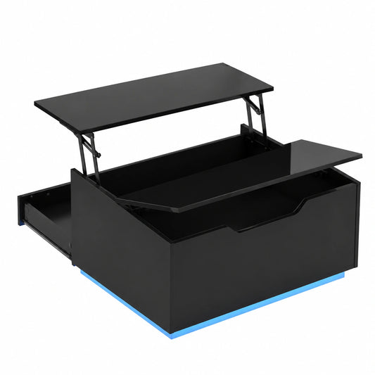 Bureau, réglable, avec rangement, avec tiroirs, coloris noir, 70 x 70 x 38 cm, pour l’espace de travail